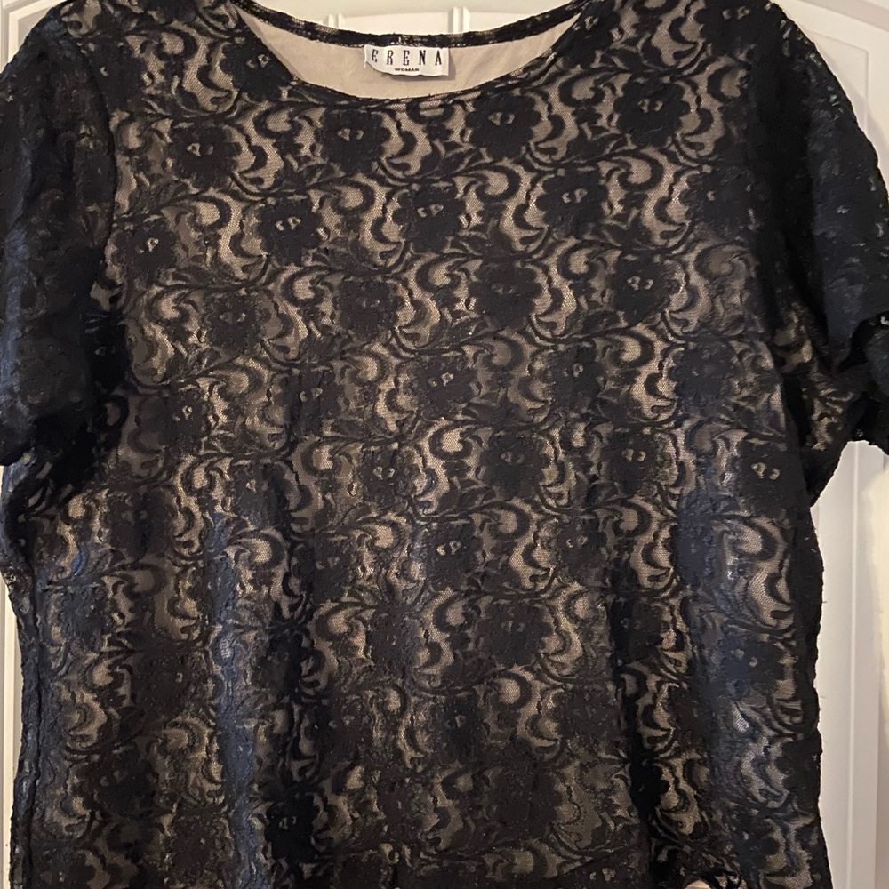 Women’s Erena Brand Black Lace Blouse 2X